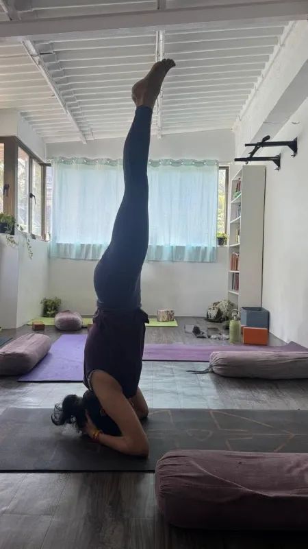 Headstand in the studio